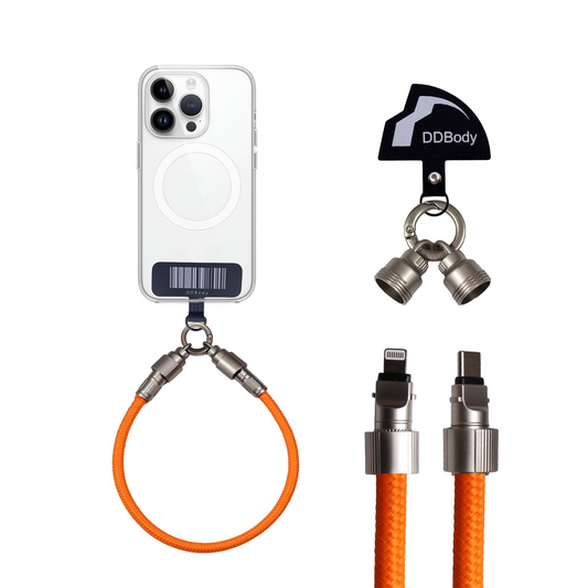 スマホストラップ　充電ケーブル　Type C - iPhone オレンジ